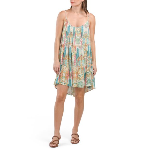 ELAN Blue Ibiza Print Day Mini Dress - Picture 1 of 2